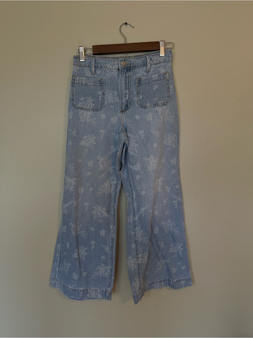 Altar'd State Light Blue Floral Wide-Leg Jeans